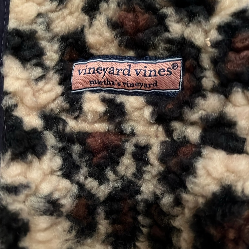 Vineyard Vines Shep Shirt supershep Leopard Print XL fleece half zip *NEW* - Picture 2 of 6